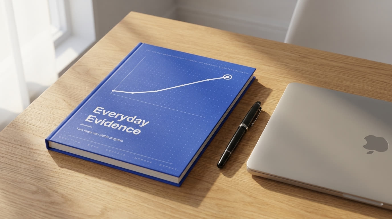 Everyday Evidence A4 planner open on a desk