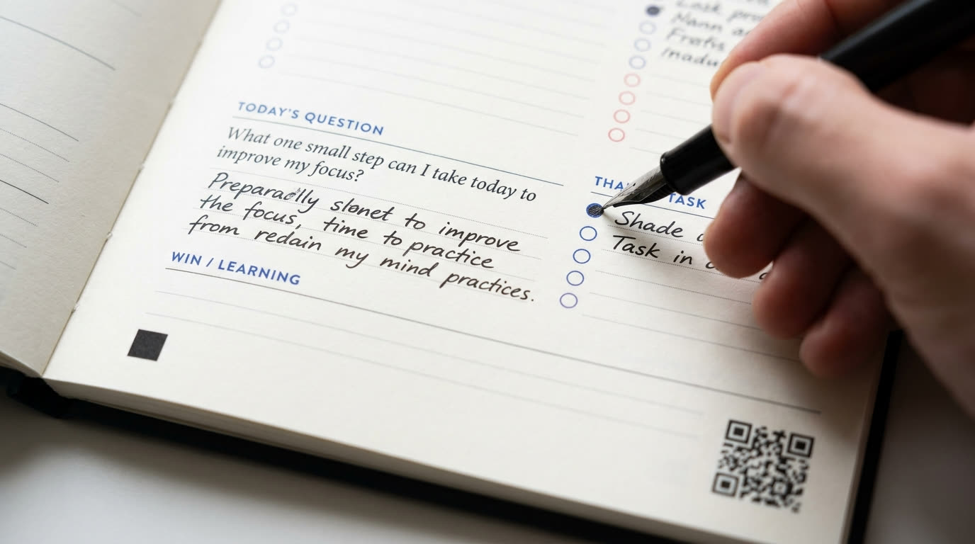 Close view of the Everyday Evidence daily planning page